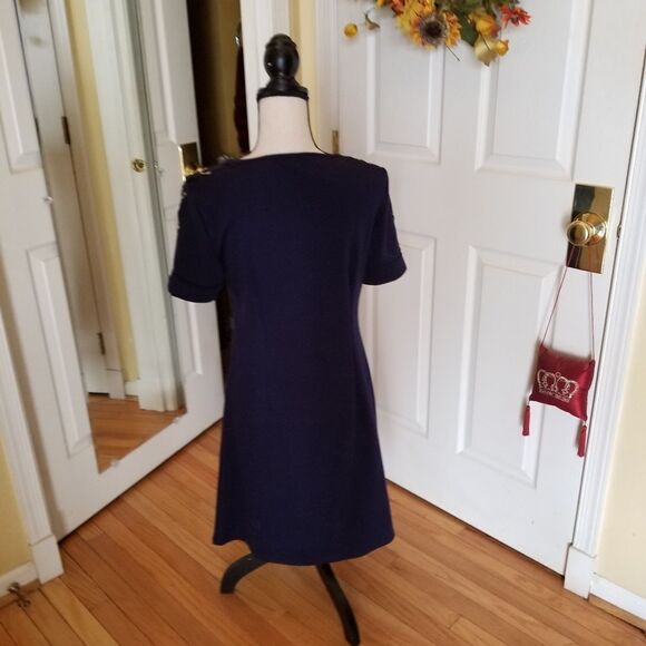 NAVY BLUE FIT N FLARE DRESS - Picture 4 of 6